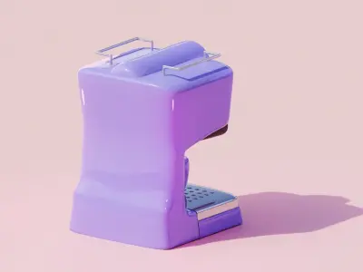 Isometric Stylized Cartoon Vintage Coffee Machine with a cup Low-poly 3D model