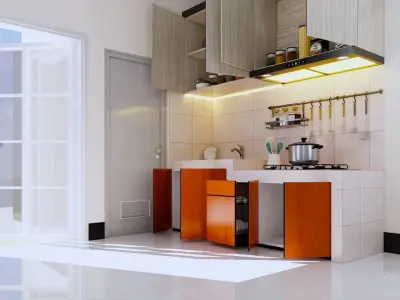 Luxury Modern Simple Kitchen Furniture Interior Design  3D model