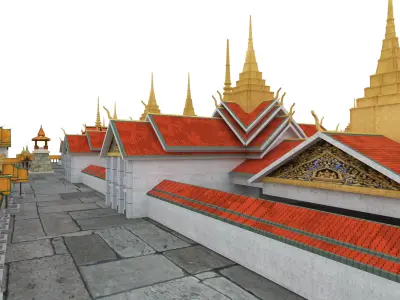 Thailand architecture  Low-poly 3D model