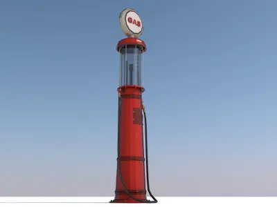 3 Fuel Gas Pump Station - Game Ready Low Poly  Low-poly 3D model
