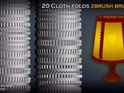 20 CLOTH Folds IMM ZBRUSH Brushes Blender Low-poly 3D model