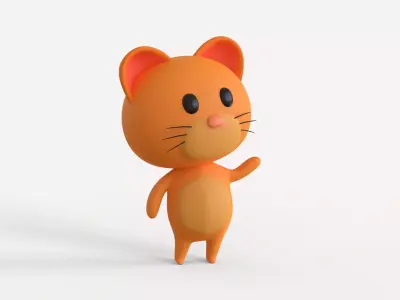 Little Funny Cat Animated  Low-poly 3D model