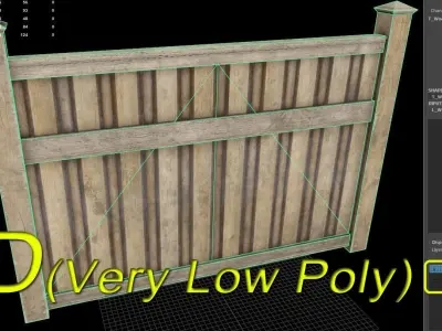 Picket fence modular  Low-poly 3D model