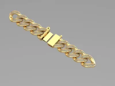 cuban chain nacklace gold or silver STL  3D model