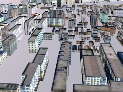 Modern urban highrise buildings building ancillary buildings 3D model