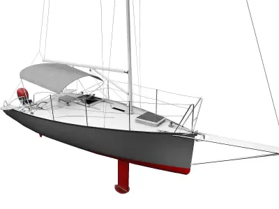 Small Sail Yacht Grey 3D model