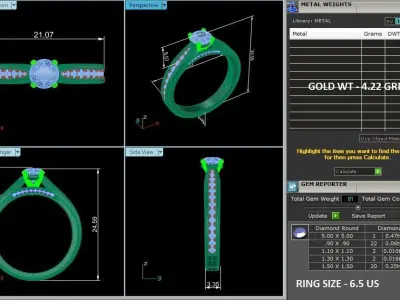 Modern Round Cut Engagement Ring Jewelry  3D print model