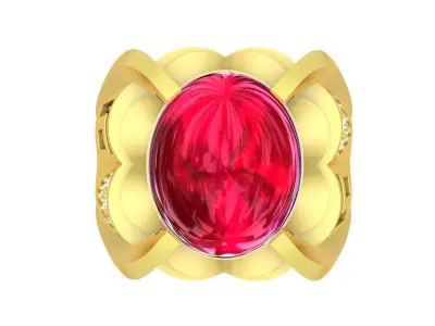 Luxury Oval Gemstone Cocktail Ring for Men  3397 3D print model