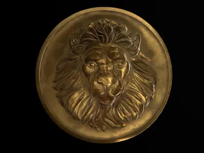 Lion Coin lowpoly PBR and Hipoly asset Low-poly 3D model