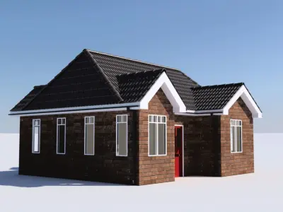 Bungalow house with doors and windows Free 3D model