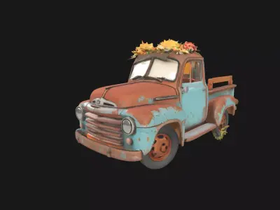 Rustic Relic Vintage Car Weathered 3D Model Low-poly 3D model