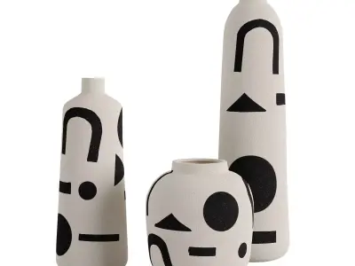 Set 3 Funky Vase 3D model