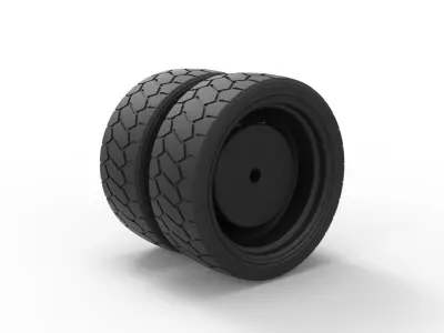 Low profile double wheel 3D print model