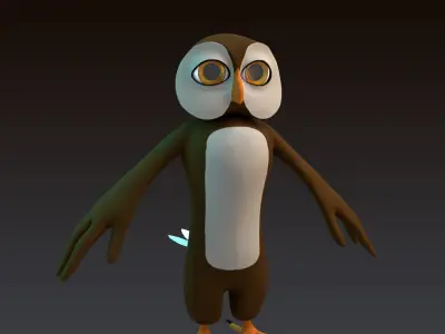 Stylized Owl NoRig Low-poly 3D model