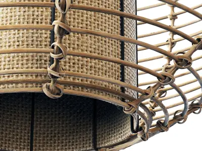 Lamp wicker branch rattan sphere 3D model