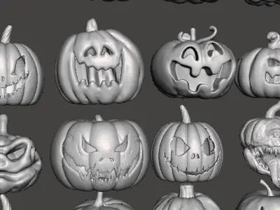 HALLOWEEN PUMPKINS MEGAPACK 23 FIGURE MODELS ORNAMENT DECORATION 3D print model