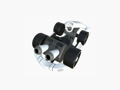 Cartoon Kart D10 White - Vehicle Racing Design Low-poly 3D model