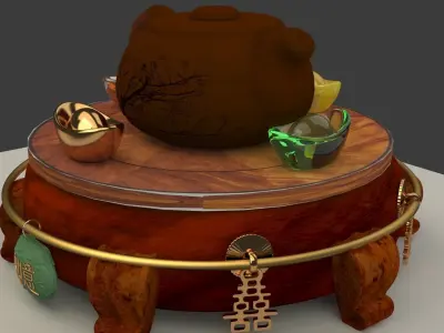 Chinese display stand with tea pot  3D model