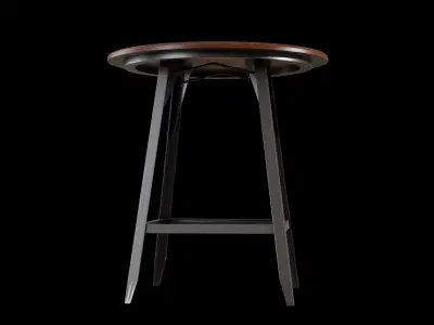 Hudson Pub Table walnut Low-poly 3D model