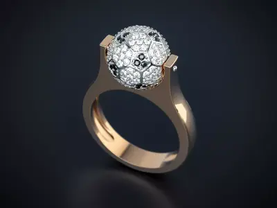 A WOMAN S RING WITH A SOCCER BALL Printable Model 3D print model