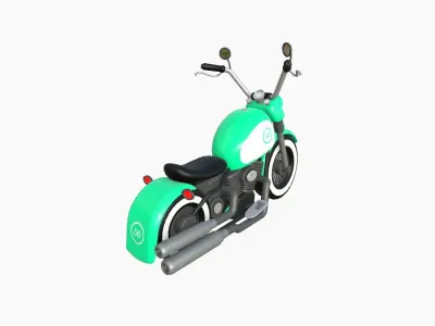 Motorcycle Cartoon A08 Aqua - Custom Vehicle Design Low-poly 3D model