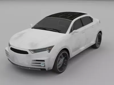 Low poly futuristic Car Low-poly 3D model