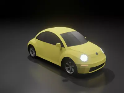 Volkswagen Beetle 2000 3D low poly model Low-poly 3D model