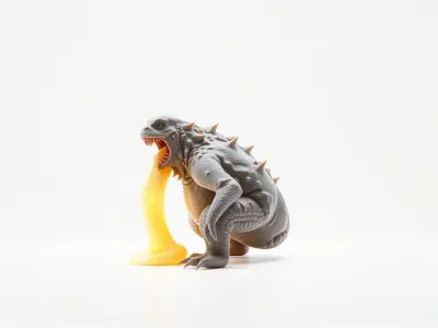 Glowing Slime Monster with Multiple Mouths Low-poly 3D model