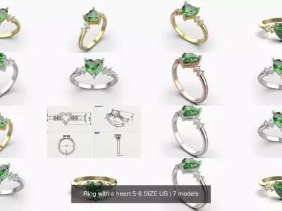 Ring with a heart 5-8 SIZE US 3D Model Pack
