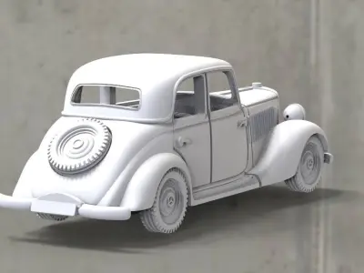 mercedes old truck in concrete parking lot 3D print model