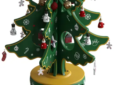 Christmas tree with mini ornaments 3D model