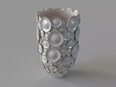 Mermaid Floral Vase White 3D model