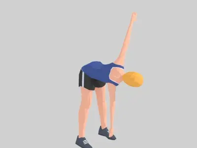 Twist Slope  Exercise Woman Animation Low-poly 3D model