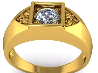 Mens Vintage Classic  Solitaire wedding band Ring sz 10 3D print model