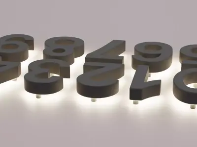 Illuminated Numbers - Light Digits Wall Set Low-poly 3D model