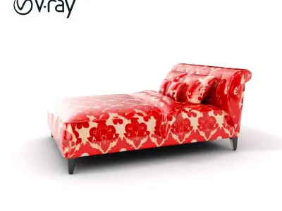 Elegant Chaise Lounge with Cushion Model Pack Low-poly 3D model