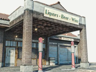 Old Gas Station Low-poly 3D model