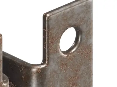 Rusty Steel U Bracket 3D model