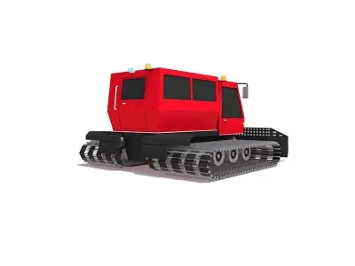 Cartoon Low Poly Snowcat Track Vehicle Low-poly 3D model