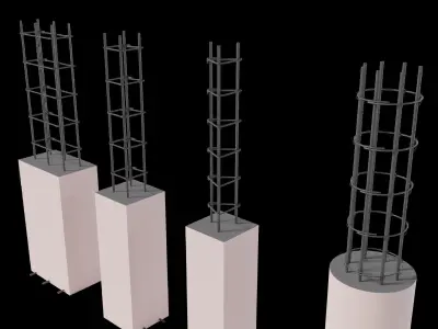 Construction Re-Enforcement Columns And Rebar Design Low-poly 3D model
