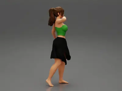 Young Woman in a Black Skirt and sexy shirt 3D print model