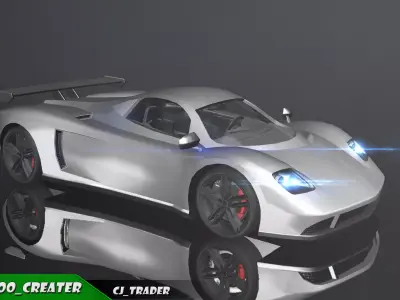 Lowpoly Pagani Zonda Racing Car 3D Model Low-poly 3D model