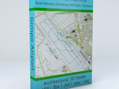 Seoul Gimpo GMP Airport Roads Buildings and Public Transport 3D model