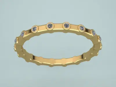 Luxury Full Round Diamond Golden Ring  3D print model