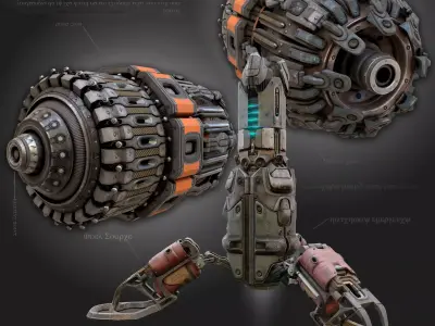 sci fi Machine Parts - Cyberpunk design - PBR 3D Model Collection