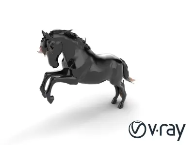 Dynamic Black Horse 3D model pack Low-poly 3D model