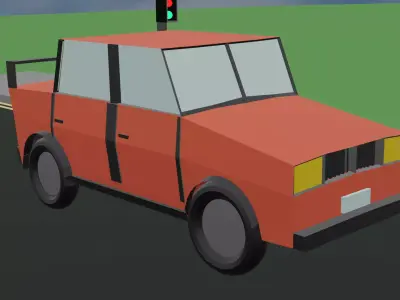 stylized low poly retro sports car Low-poly 3D model
