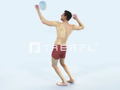Virtue 04K Beach Serving Sports Man Low-poly 3D model