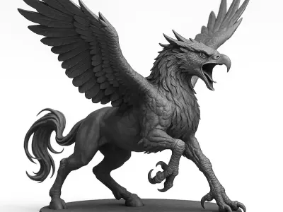 Mystic Hippogriff  3D Sculpture for High Detail Printing 3D print model