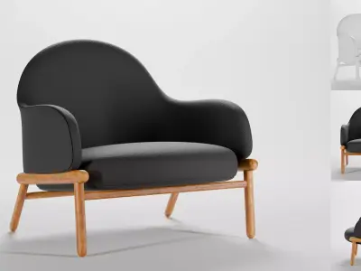 Modern design single sofa Low-poly 3D model